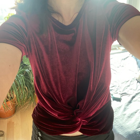 ❤️4/$40 SALE! ❤️ Red Velvet-Like Crop Top - Picture 5 of 5